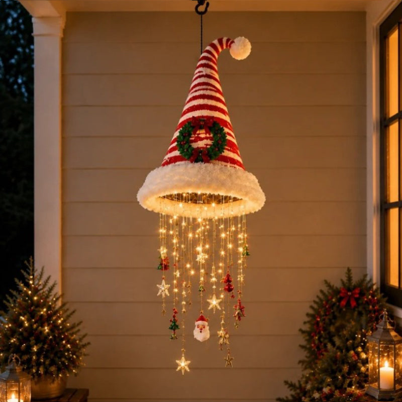 Santa Hat Hanging Light - Wreath