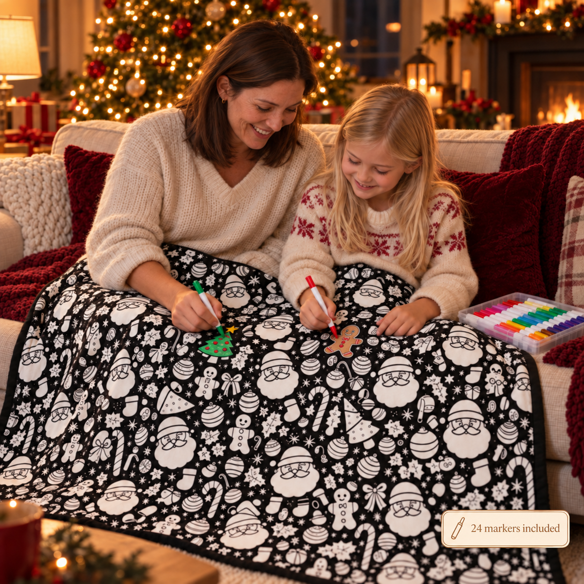 DIY Christmas Coloring Blanket + 24 Markers